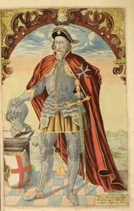 Sir Thomas Docwra, z nHonor Military, a Civill, William Segar, hospoda. Robert Barker, Londýn, 1602 (ručně kolorovaná rytina)