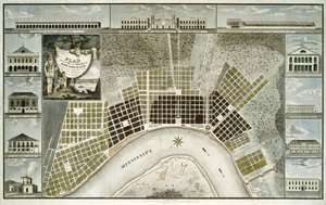 Plán města a předměstí New Orleans, 1817 od William Rollinson