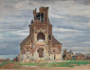 Kostel v Bourlon (olej na plátně)