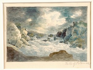Falls of the Potomac, cca 1800-10 (tužka a akvarel na papíře)