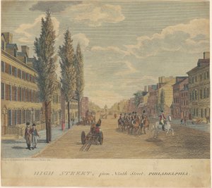 High Street, z Deváté ulice, Philadelphia od William Russell Birch