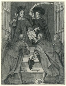 Předložení petice anglickému státnímu tajemníkovi, asi 1654