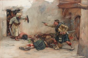 Bubeník James Roddick z 92. Gordon Highlanders, bránící poručíka Menziese během osobních bojů v Kandaharu od William Skeoch Cumming