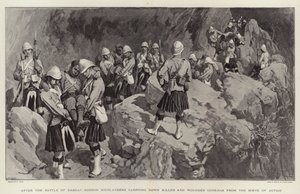 Po bitvě o Dargai snášejí Gordon Highlanders zabité a zraněné Gurkhy z akční scény