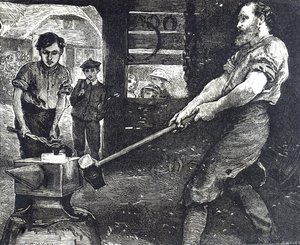 Rytina zobrazující vesnického kováře od William Small