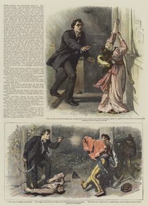 Ilustrace k filmu An Episode of West Woodlands, Bret Harte (chromolit) od William Small