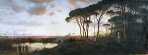 Hrad Ostia při pohledu z borového lesa Castel Fusano, 1881