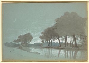 Kresba, Scéna u kanálu poblíž Brugg, Belgie, 1875-80 od William Stanley Haseltine