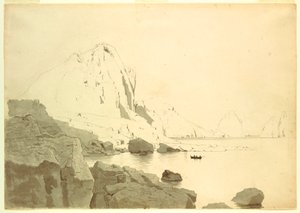 Kresba, Pohled na Capri, Itálie, s jižním pobřežím a Faraglione, ca. 1865 od William Stanley Haseltine
