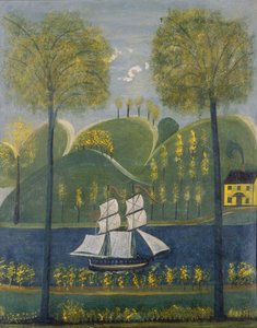 Pod plnými plachtami, druhá čtvrtina 19. století (olej a kasein () na omítce a laťování) od William Stephen Coleman