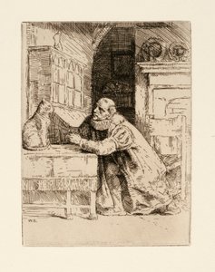 Montaigne a kočka. Ilustrace od Izaaka Waltona a Charlese Cottona z knihy The Compleat Agler od William Strang