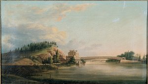 Pohled na most přes řeku Schuylkill, c.1815 od William Strickland
