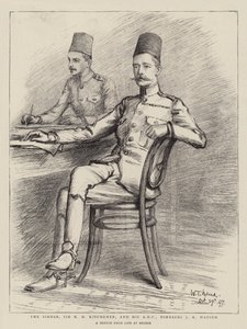 Sirdar, Sir H H Kitchener, a jeho ADC, Bimbashi J K Watson od William T. Maud