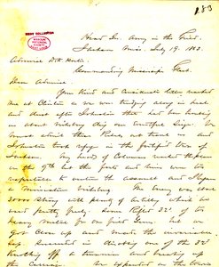 Dopis W. T. Shermana, ředitelství, Army in the Field, Jackson, Mississippi, [Davidovi D.] Porterovi, 19. července 1863 od William T. Sherman