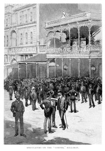 Spekulátoři na rohu, Ballarat, Austrálie, 1886