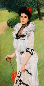 Bílé šaty - Portrét mladé ženy v parku, 1903