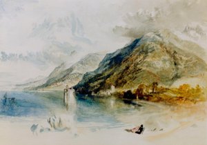 Hrad Chillon na Ženevském jezeře, při pohledu z Villeneuve od Joseph Mallord William Turner