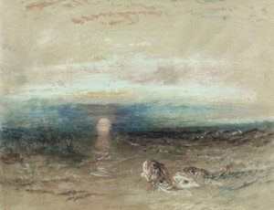 Západ slunce nad mořem se strážníky od Joseph Mallord William Turner