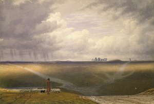 Stonehenge-A Showery Day, začátek 19. století od Joseph Mallord William Turner
