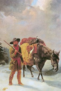 Fur Trapper Crossing the Mountains (olej na plátně)