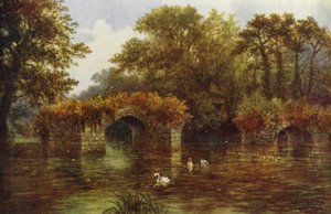 Řeka Avon, hrad Warwick (barevné lito)