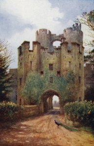 Warwick Castle: Padací most a Portcullis (barevné lito)