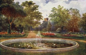 Warwick Castle: Terrace Walk (barevné lito) od William W. Quatremain