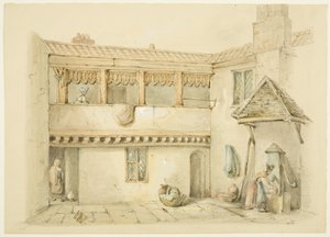 Barnstaple Almshouses, Old Market (tužka a akvarel na papíře)