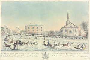 Setkání Quebec Driving Club na Place d’Armes, vyryto J. Smillie Jr., 1826 od William Wallace