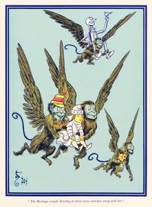 Opice chytily Dorotku do náruče a odletěly s ní pryč. z knihy L. Franka Bauma Čaroděj ze země Oz. od William Wallace Denslow