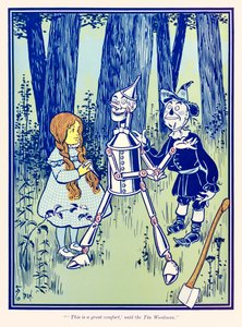 "To je velká útěcha," řekl Plechový lesní muž." z knihy L. Franka Bauma "Čaroděj ze země Oz". od William Wallace Denslow