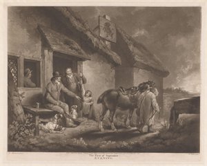 Lovci a lovečtí psi se svou kořistí v hostinci První září, večer (název na objektu) od William Ward