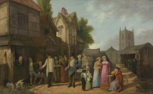 Scéna před hostincem, možná v Long Ashton, Bristol, kolem 1824 (olej na panelu)
