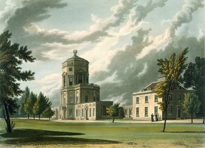 Exteriér Astronomické observatoře, ilustrace z historie Oxfordu, vyryl Joseph Constantine Stadler (fl.1780-1813) pub. od R. Ackermanna, 1813 (akvatinta) od William Westall