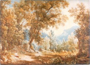 Krajina s figurami, asi 1807-1820 (akvarel) od William Westall