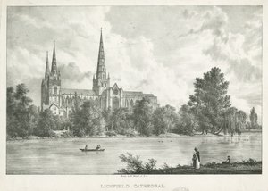 Katedrála Lichfield - South View: litografie, nd [1781-1850] od William Westall