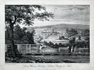 Great Western Railway, Kelston Bridge poblíž Bath, cca 1835-40 (litho na papíře) od William Weston Young
