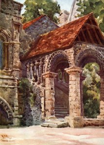 Canterbury, Norman Stairway (barevné lito) od William Wiehe Collins