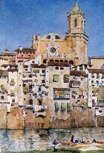Gerona, katedrála (barevná lito) od William Wiehe Collins