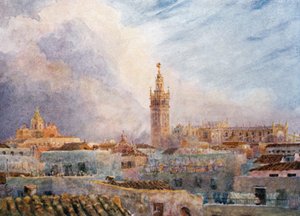 Sevilla, výhled na město (barva litho) od William Wiehe Collins