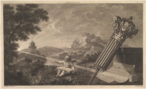 Frontispis k Joshua Kirbys Perspective of Architecture 1761, červenec 1760. od William Woollett