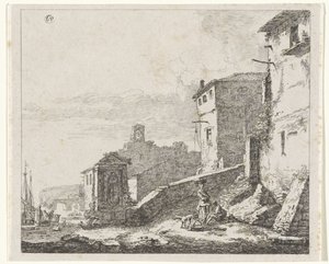 Pohled na vesnici v přístavu od William Young Ottley (possibly)