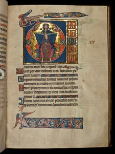 Ms 322 f.113r Žalm 109, iniciála D, Nejsvětější Trojice, ilustrace z 