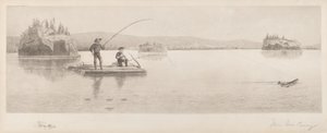 Bez názvu (Log Raft Fishing) od William de la Montagne Cary