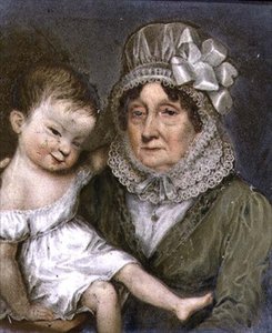 Matka Agnes FitzHerbert s jedním ze svých vnoučat, kolem roku 1817 (břidlice)