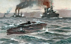 Ponorka, cca 1905 (akvarel)