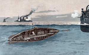 Ponorka, cca 1905 (akvarel)