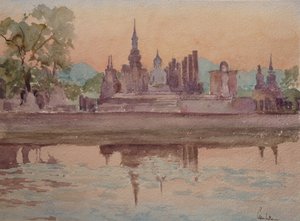 871 Západ slunce, Wat Mahathat, Sukhothai od Wilson Clive