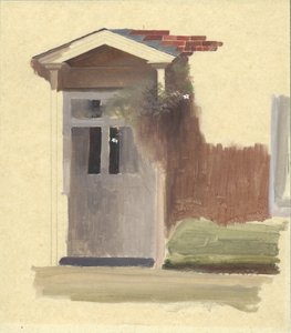 Přední dveře Line Holt Farm House (olej přes tužku na pauzovacím papíře)