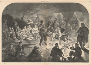 Požár v bivaku na Potomacu; od Harpera od Winslow Homer